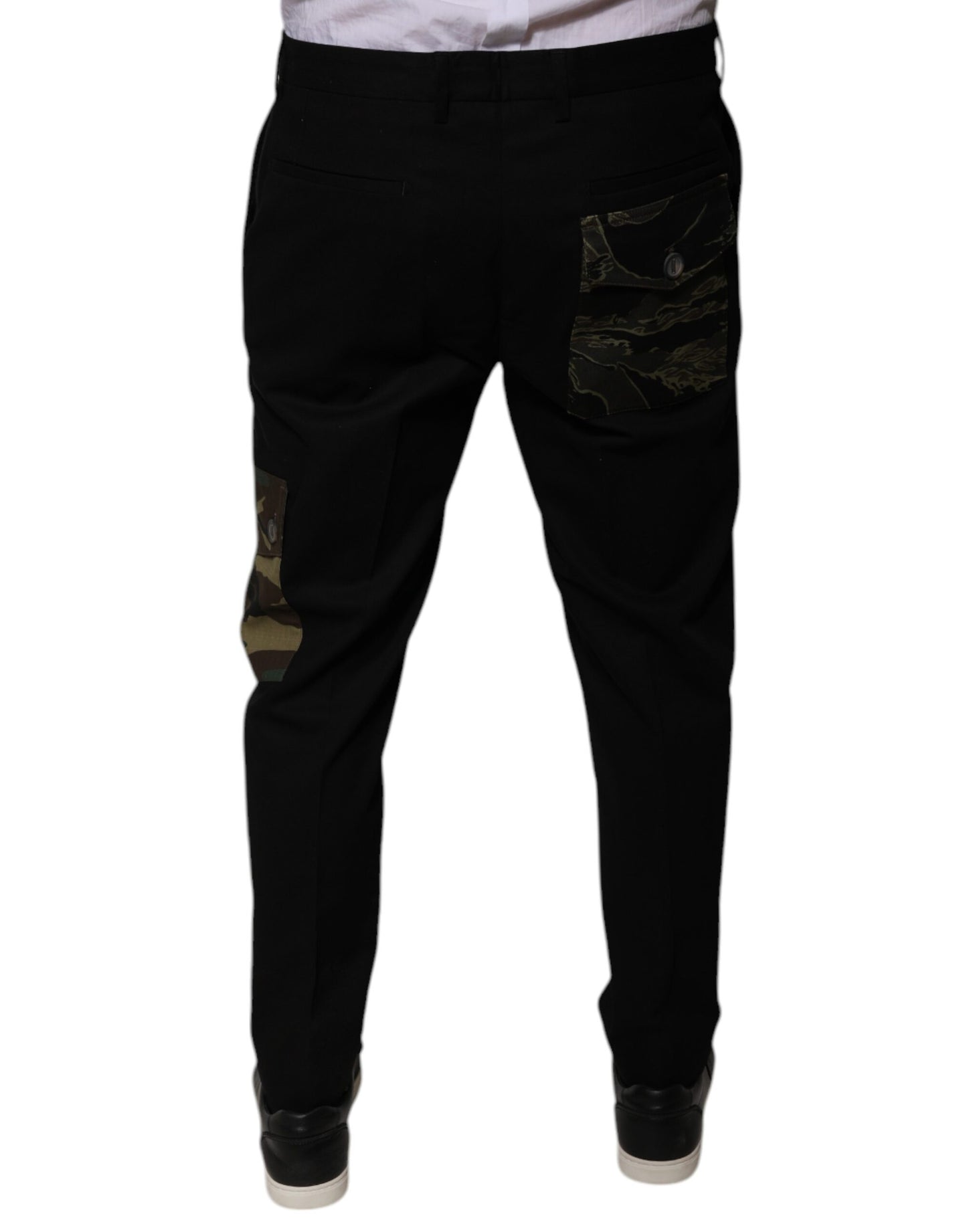 Pantalones cargo casuales de algodón negro para hombre