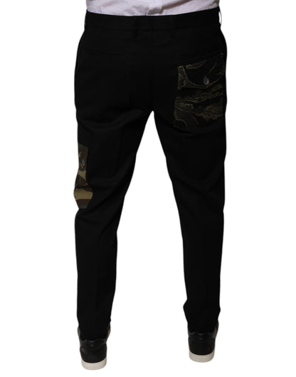 Pantalones cargo casuales de algodón negro para hombre