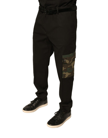 Pantalones cargo casuales de algodón negro para hombre