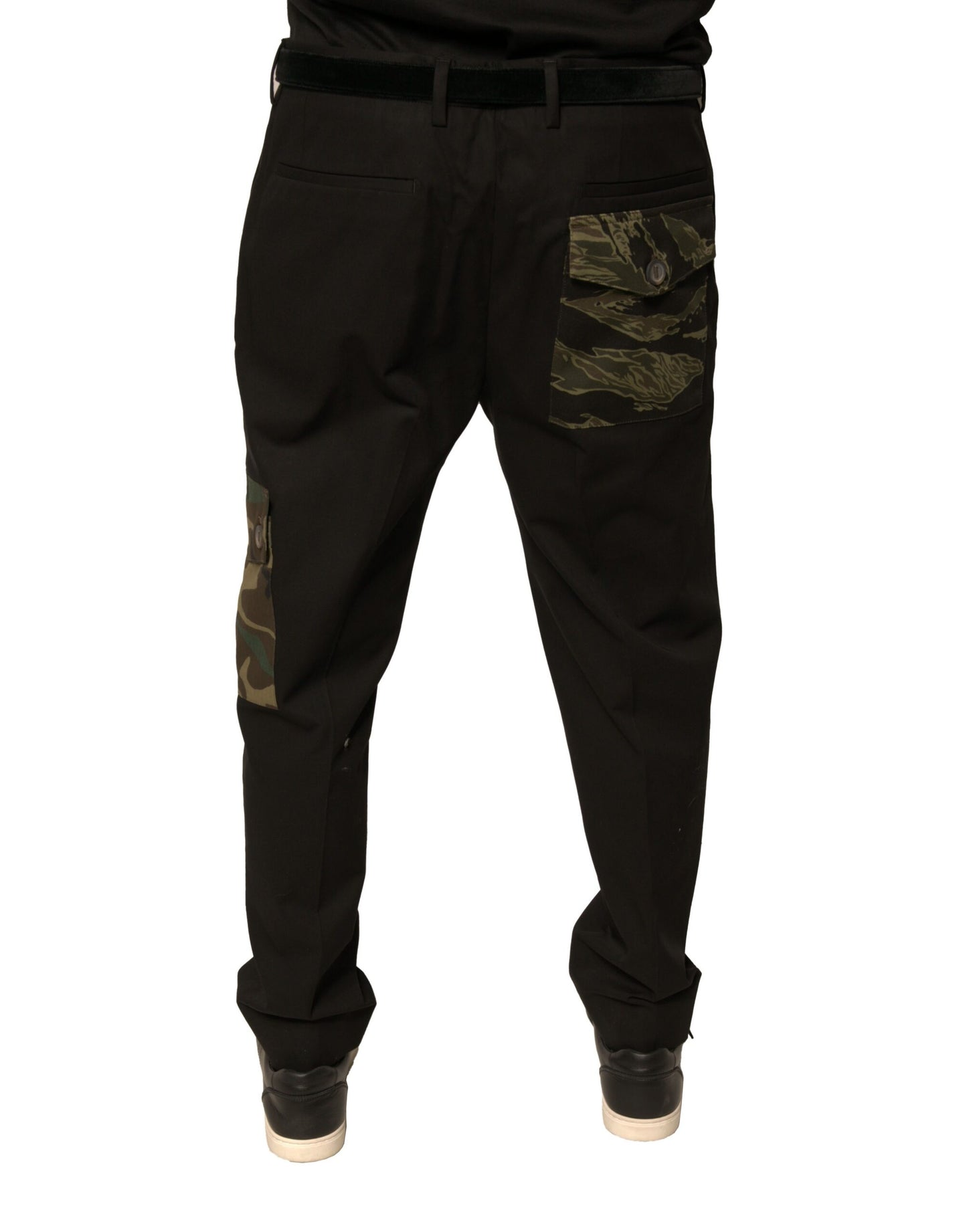 Pantalones cargo casuales de algodón negro para hombre