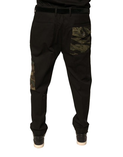 Pantalones cargo casuales de algodón negro para hombre