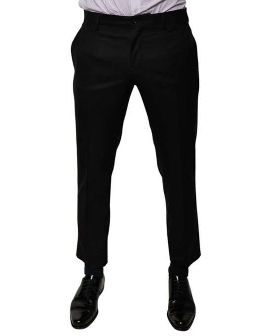 Pantalones de vestir formales cónicos de lana negra