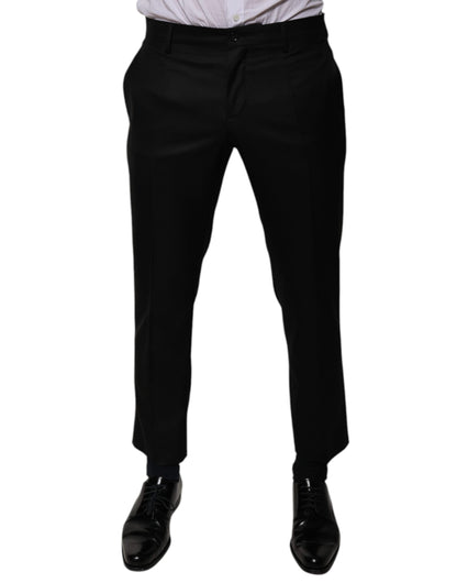 Pantalones de vestir formales cónicos de lana negra