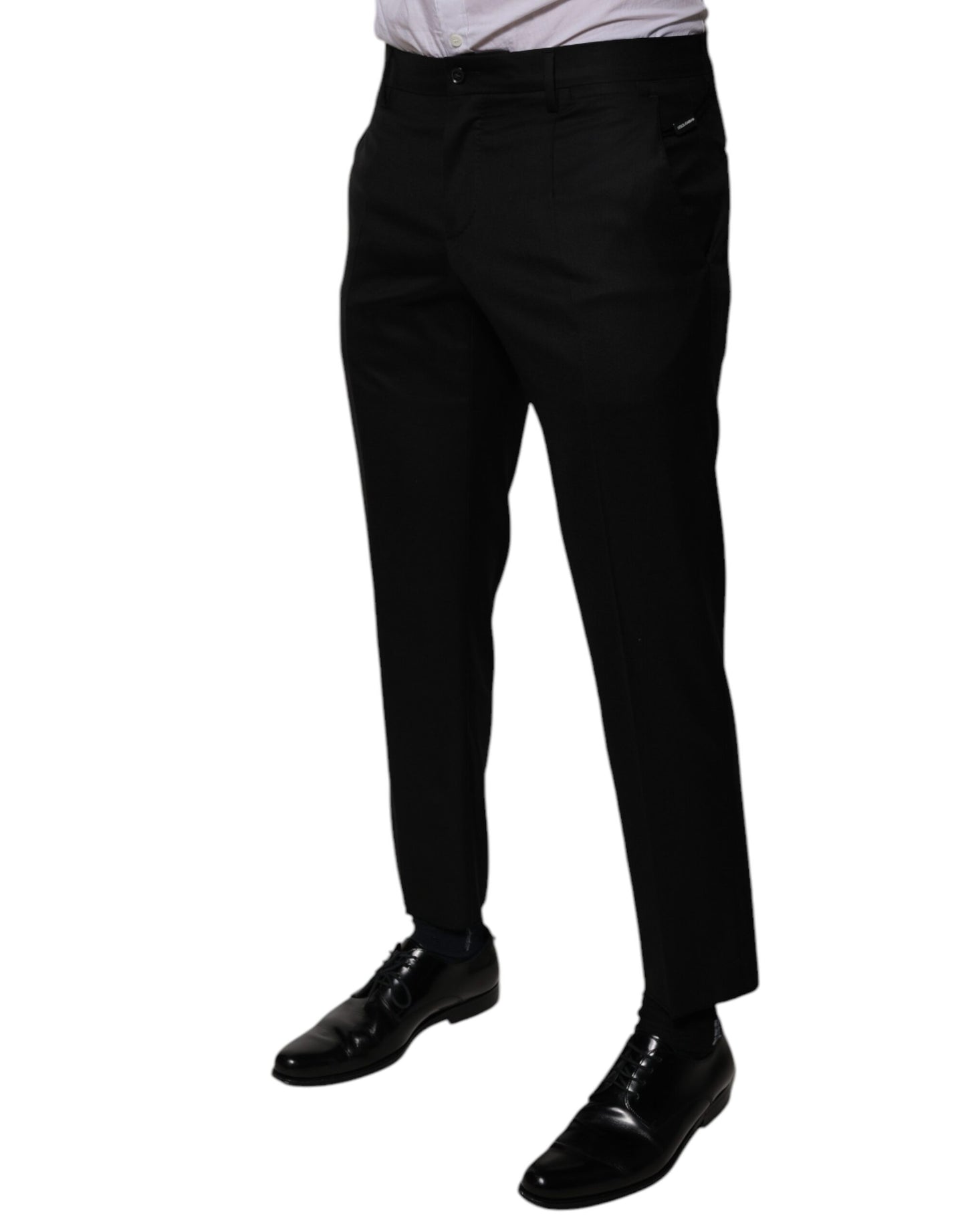 Pantalones de vestir formales cónicos de lana negra