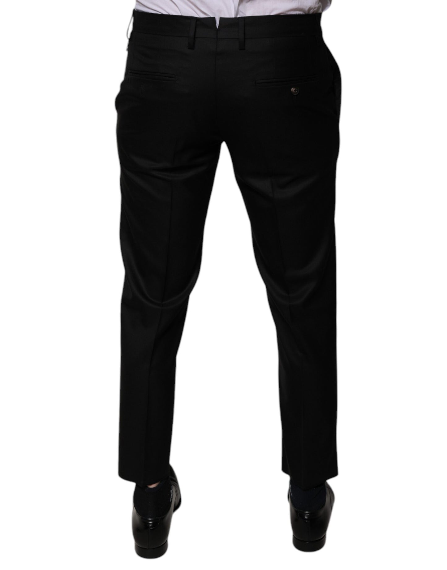 Pantalones de vestir formales cónicos de lana negra