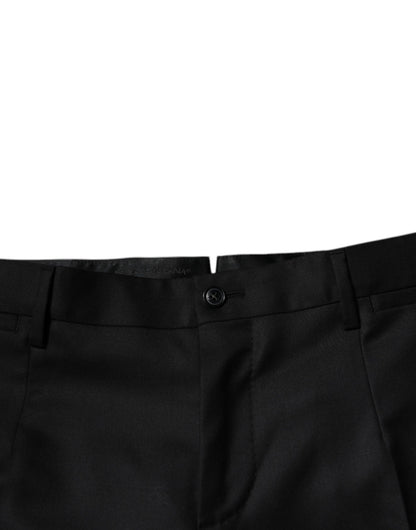 Pantalones de vestir formales cónicos de lana negra