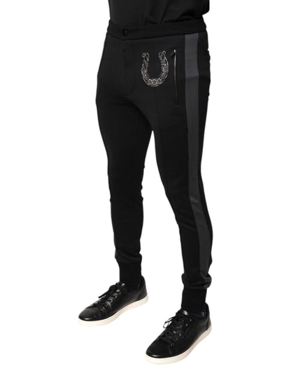 Pantalones ajustados de lana con herraduras negras