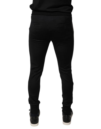 Pantalones ajustados de lana con herraduras negras