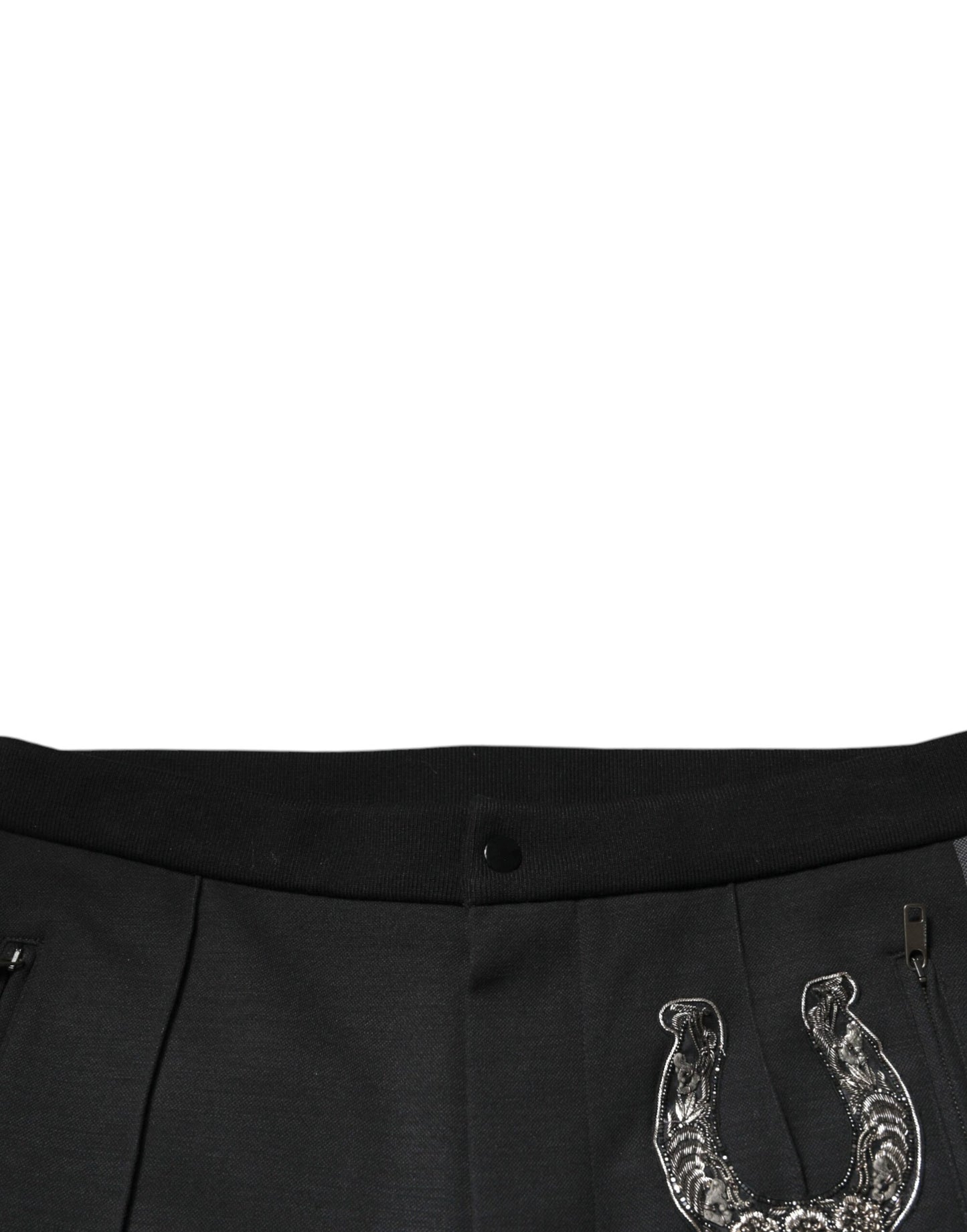 Pantalones ajustados de lana con herraduras negras