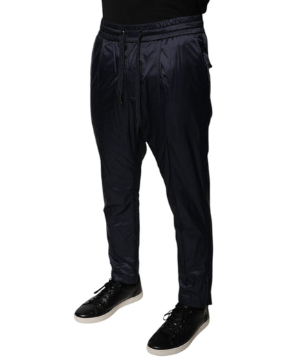 Pantalones deportivos ajustados de algodón azul oscuro