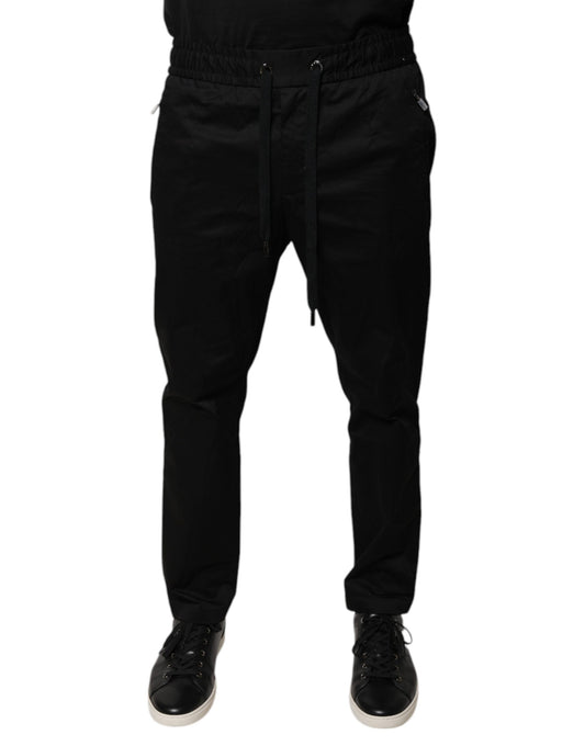 Pantalones deportivos ajustados de algodón elástico negro