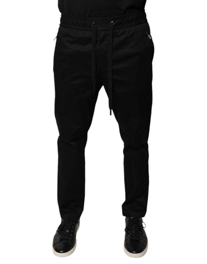 Pantalones deportivos ajustados de algodón elástico negro