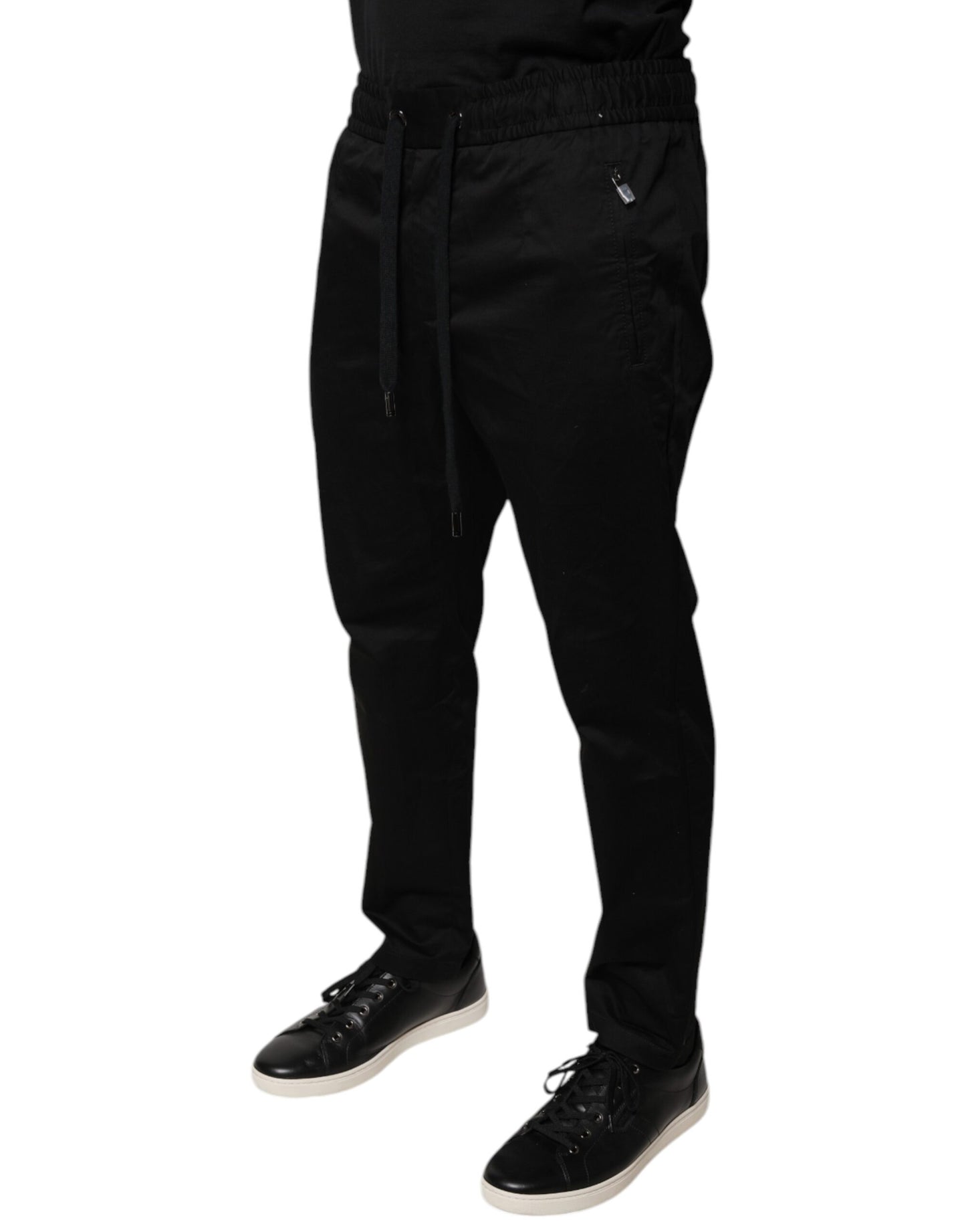 Pantalones deportivos ajustados de algodón elástico negro