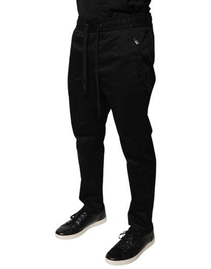 Pantalones deportivos ajustados de algodón elástico negro