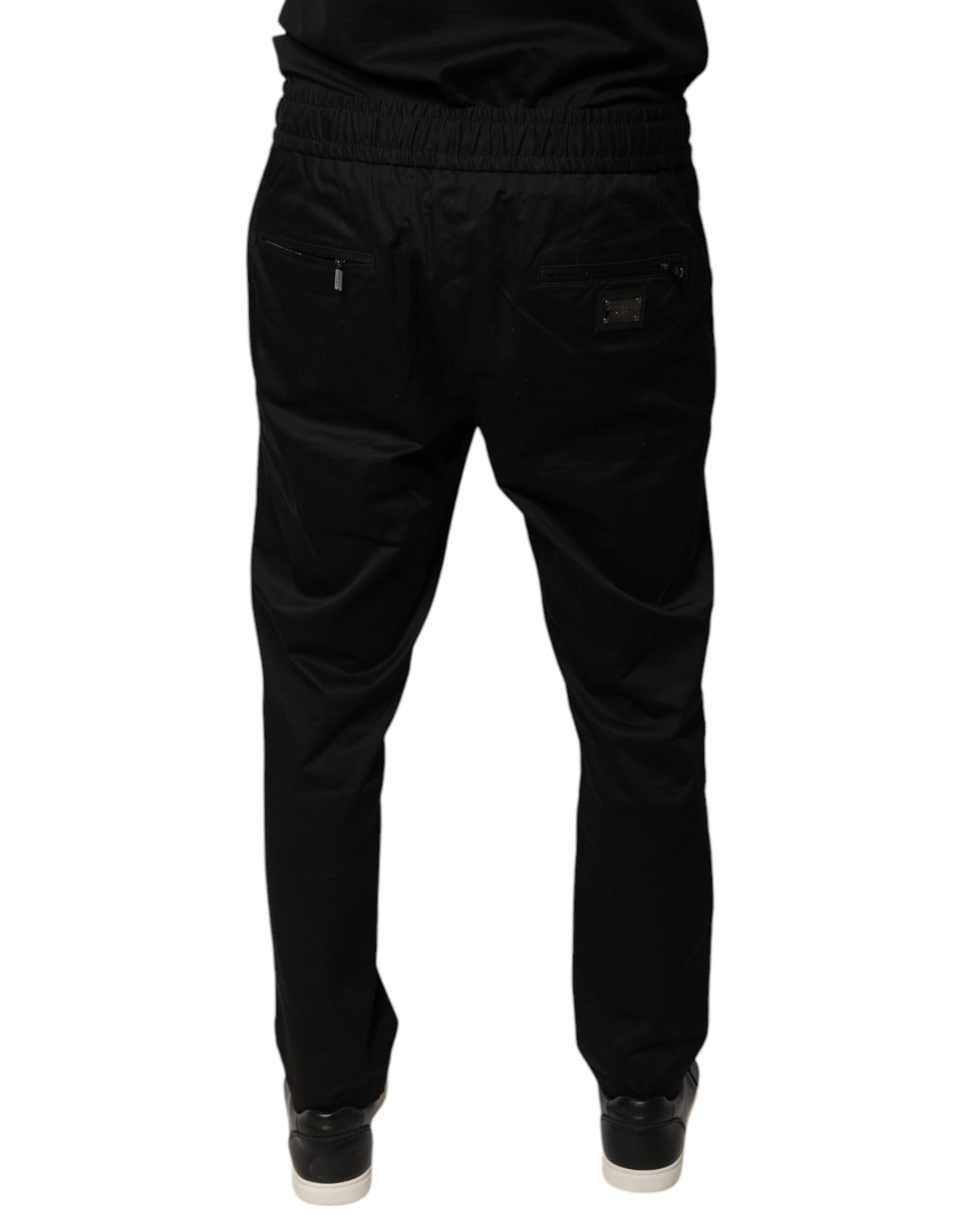 Pantalones deportivos ajustados de algodón elástico negro