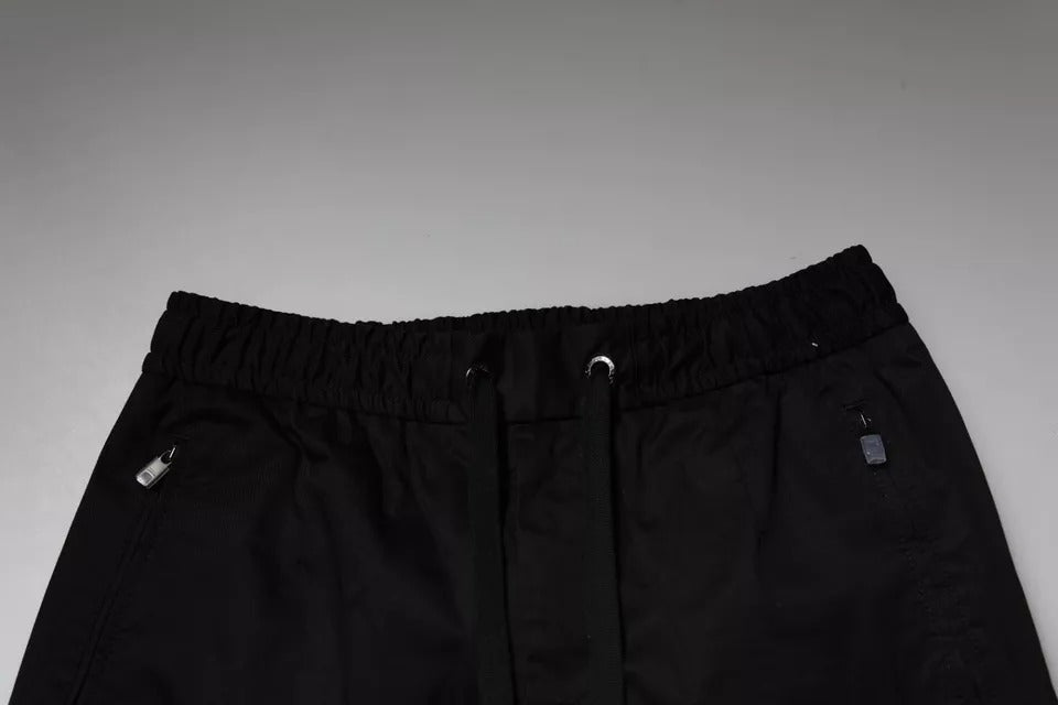 Pantalones deportivos ajustados de algodón elástico negro