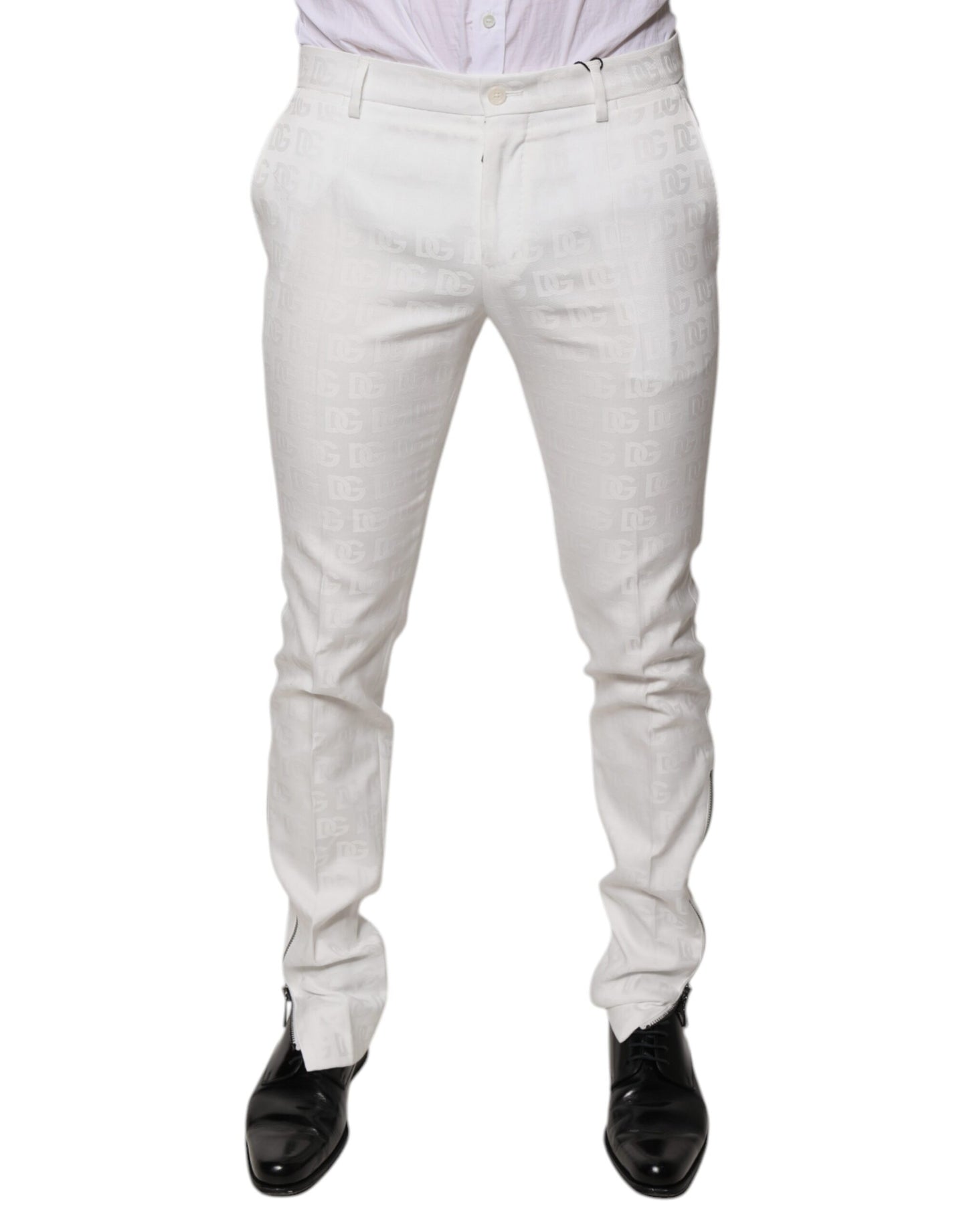 Pantalones de vestir formales cónicos de algodón blanco