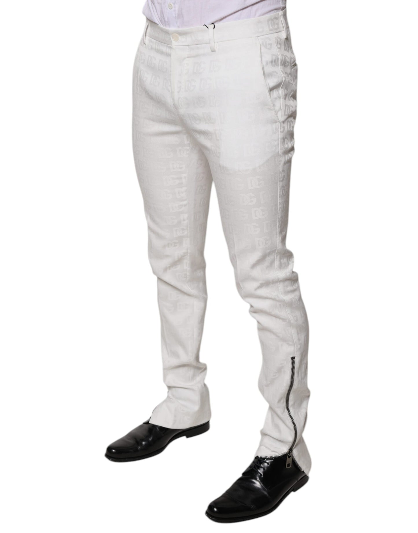 Pantalones de vestir formales cónicos de algodón blanco