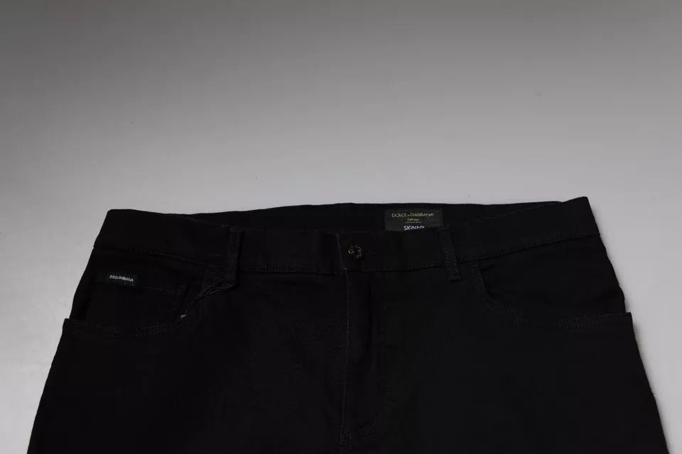 Vaqueros ajustados de algodón elástico con logotipo negro