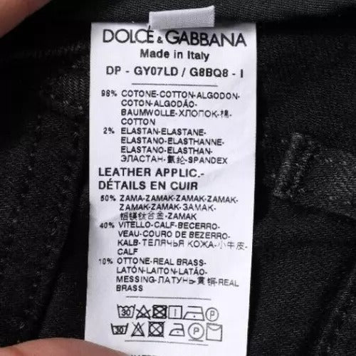 Vaqueros ajustados de algodón elástico con logotipo negro