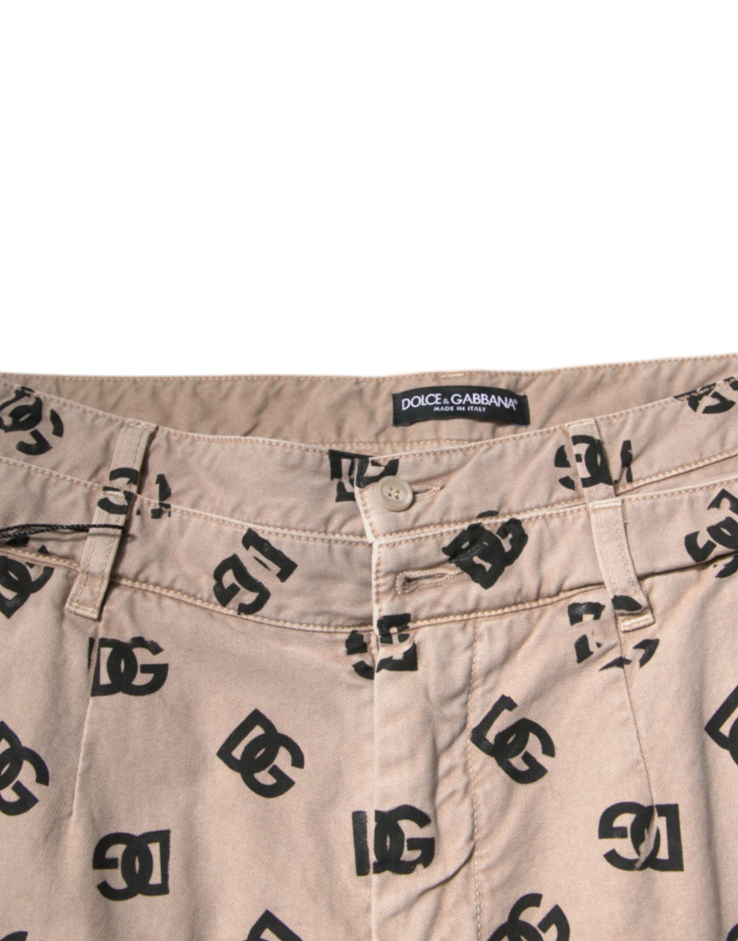 Vaqueros ajustados de algodón con logotipo beige