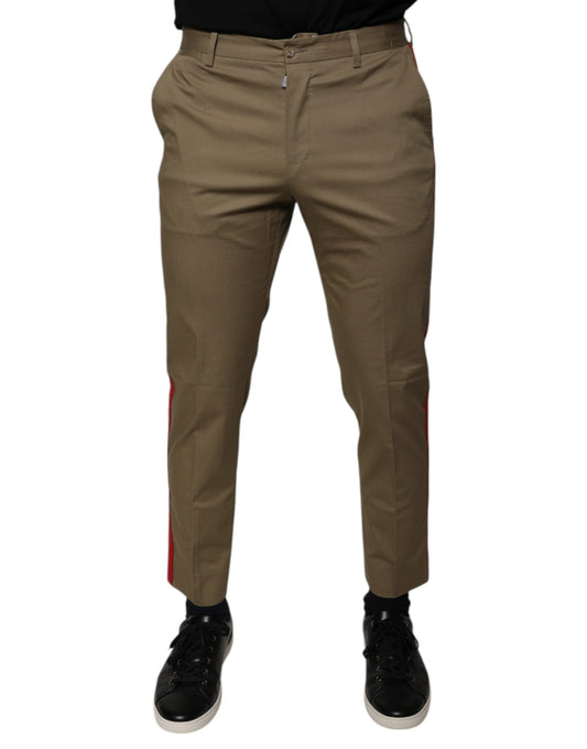 Pantalones casuales cónicos con logotipo marrón para hombre