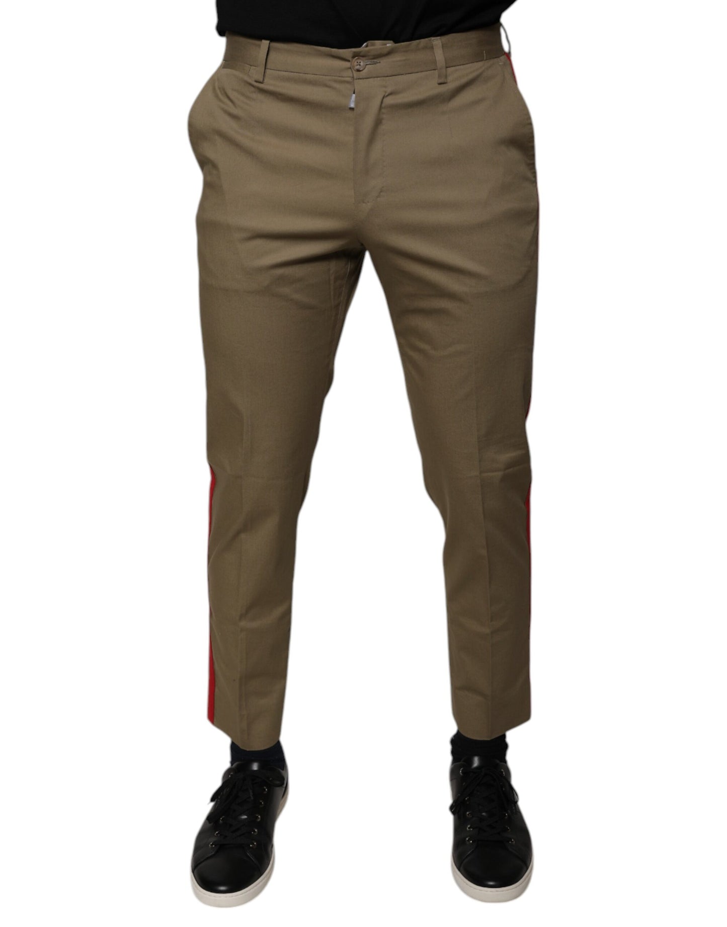 Pantalones casuales cónicos con logotipo marrón para hombre