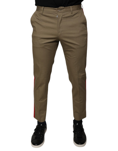 Pantalones casuales cónicos con logotipo marrón para hombre