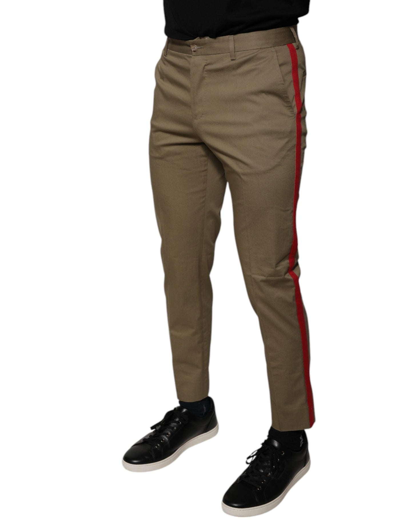 Pantalones casuales cónicos con logotipo marrón para hombre