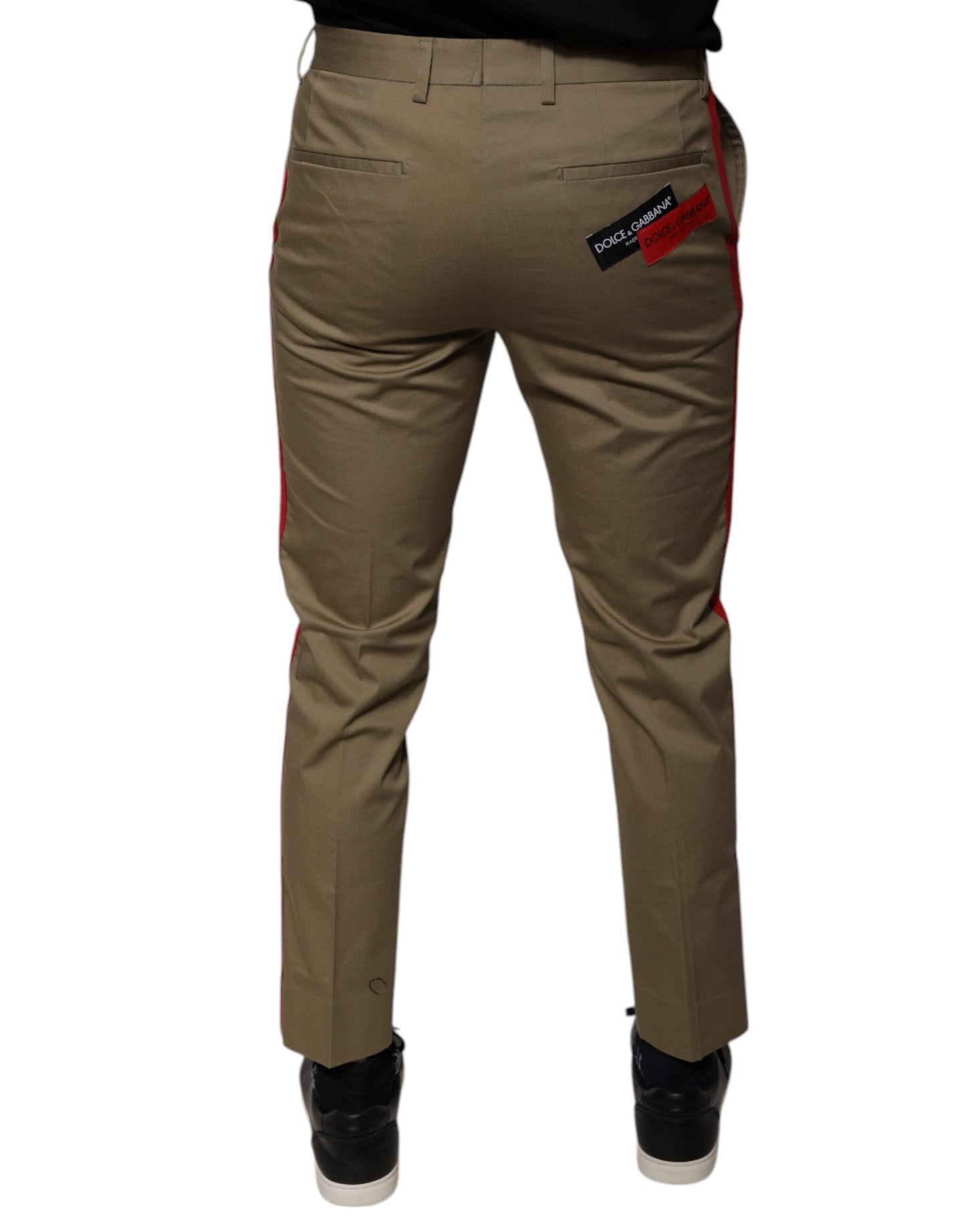 Pantalones casuales cónicos con logotipo marrón para hombre