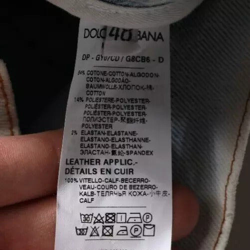 Vaqueros ajustados deshilachados de mezcla de algodón azul claro