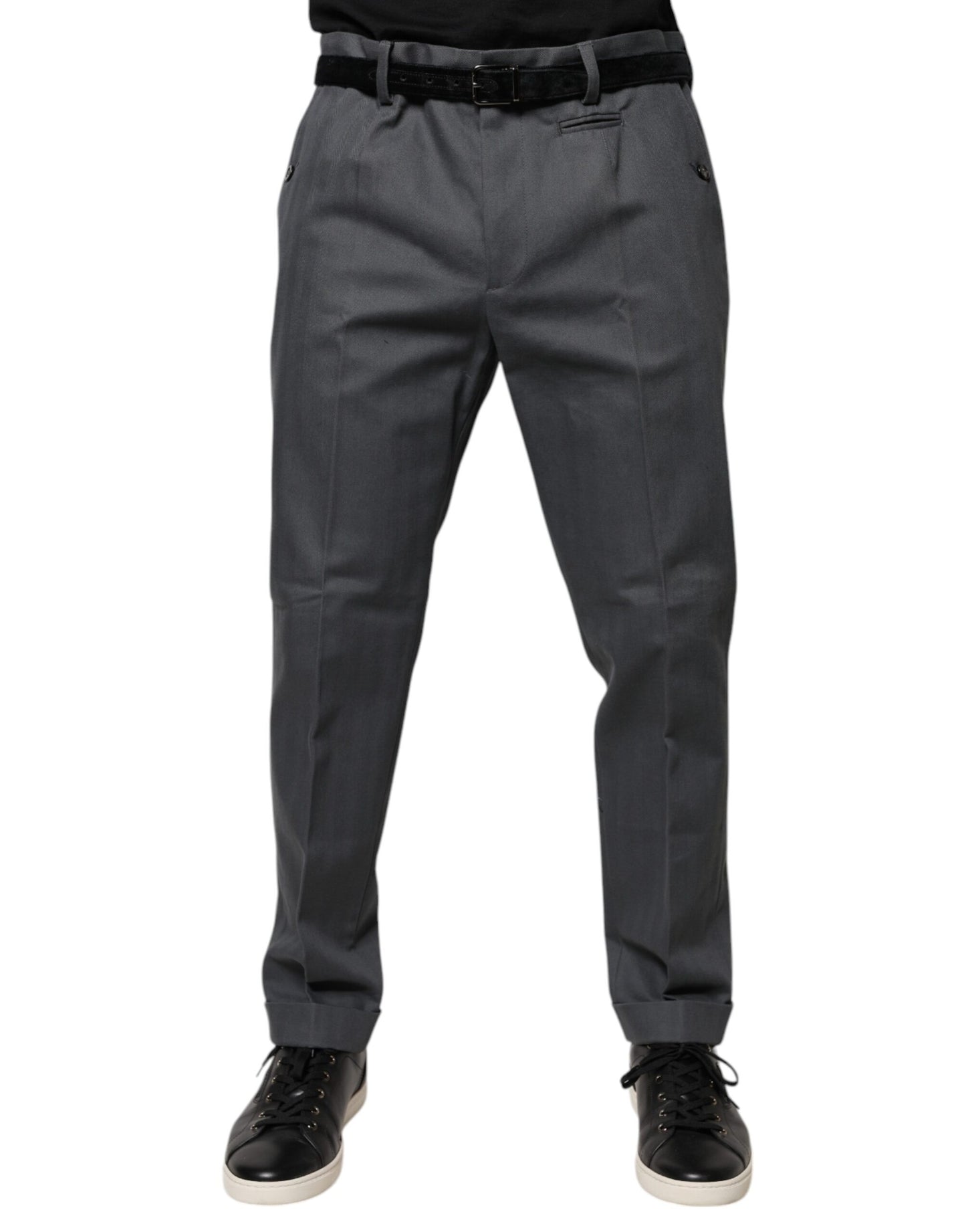Pantalones de vestir formales grises de corte cónico