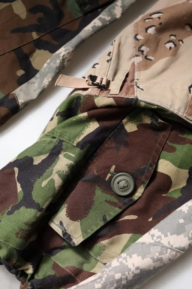 Pantalones cargo de camuflaje con parches multicolores