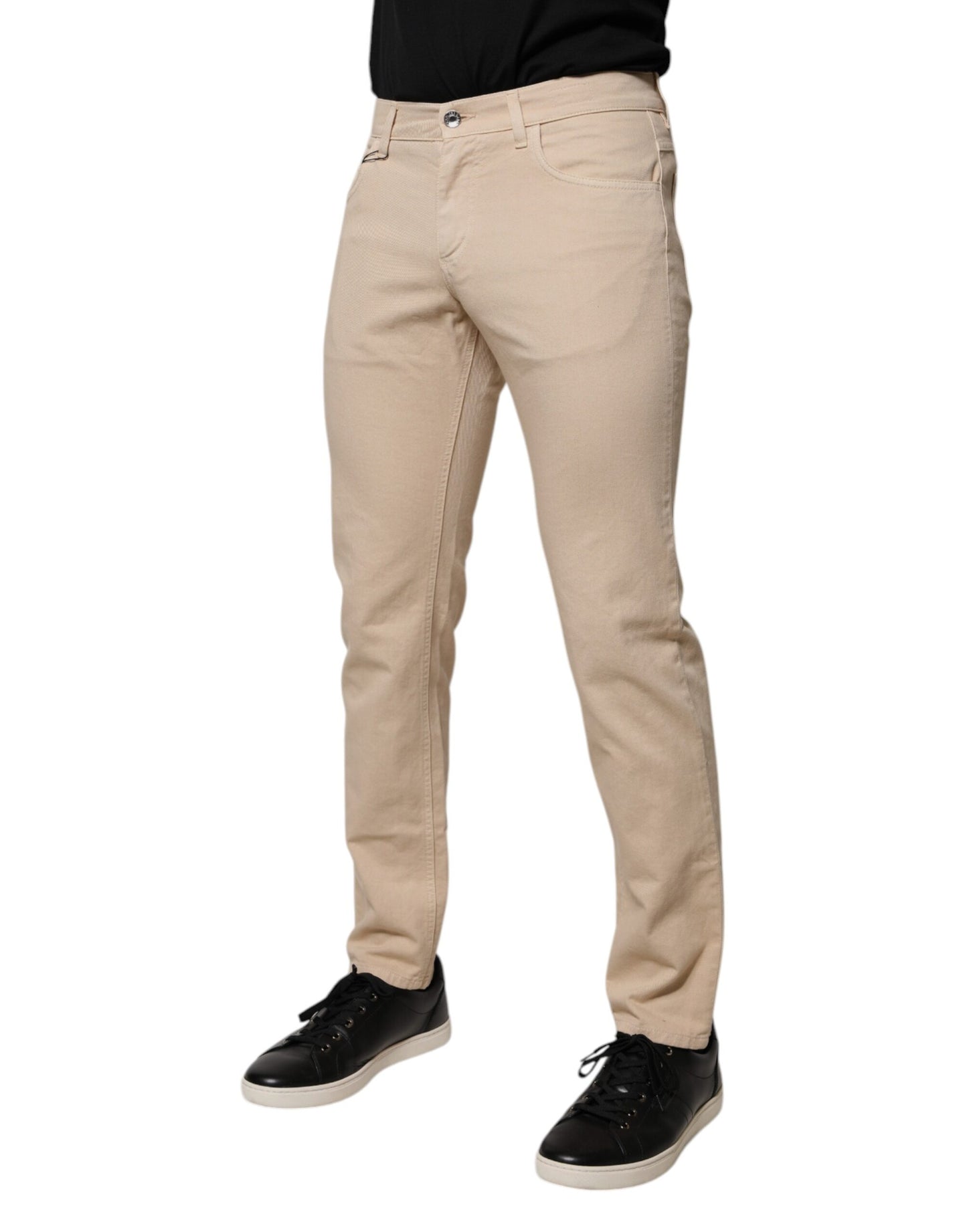Vaqueros elásticos de algodón beige para hombre