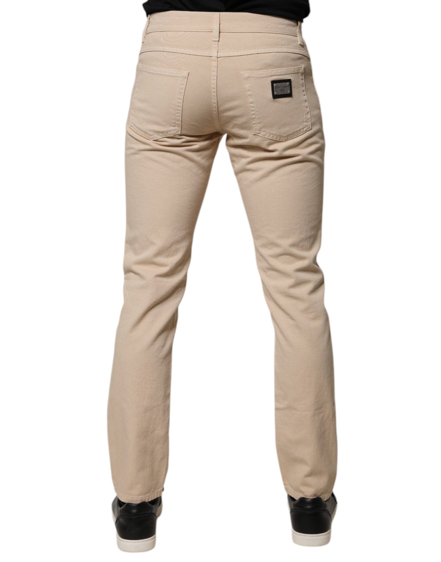 Vaqueros elásticos de algodón beige para hombre
