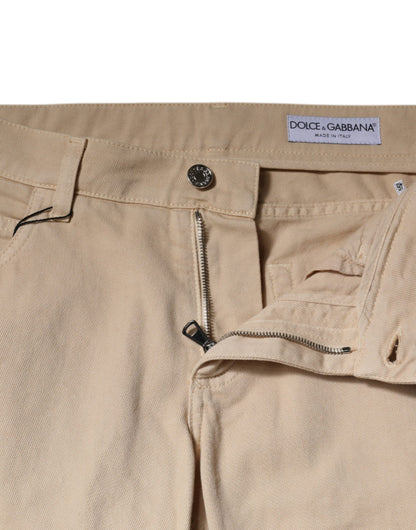 Vaqueros elásticos de algodón beige para hombre