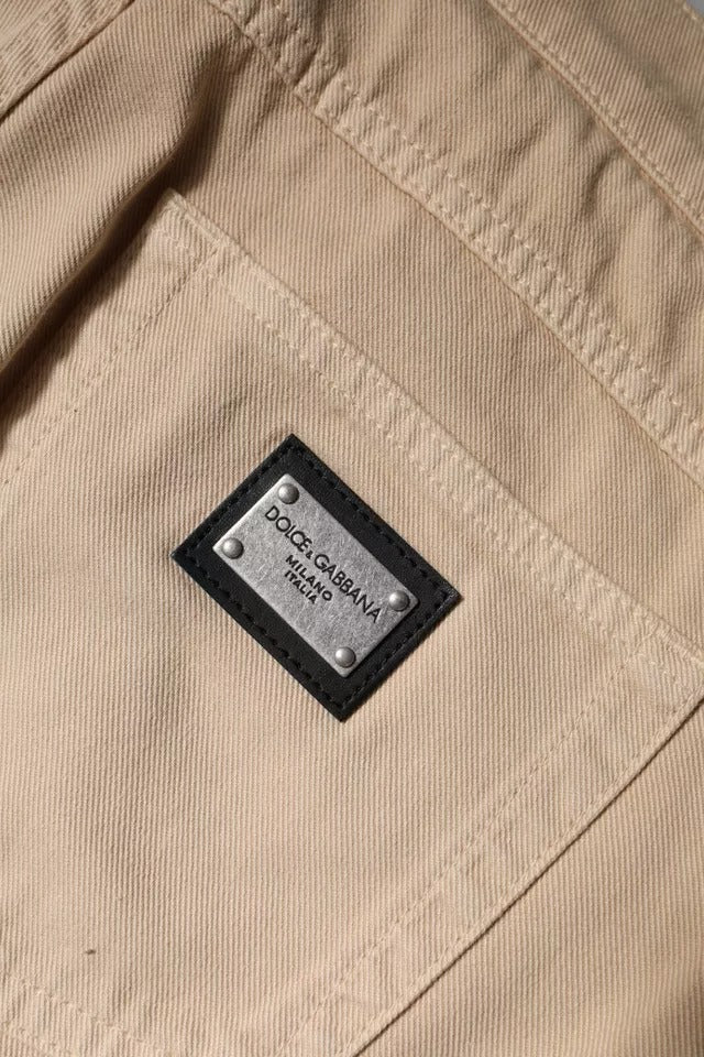 Vaqueros elásticos de algodón beige para hombre
