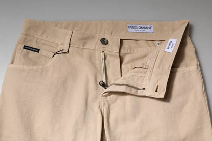Vaqueros elásticos de algodón beige para hombre
