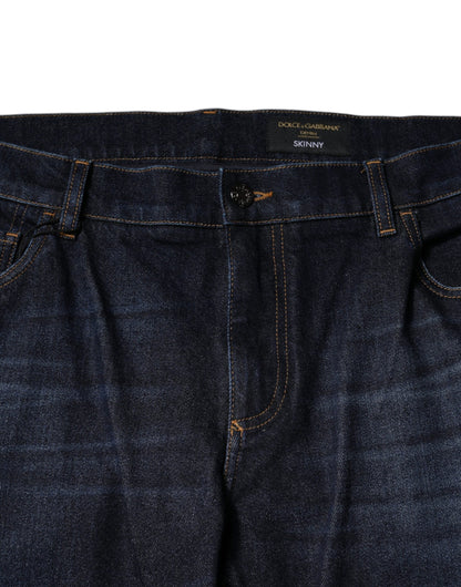 Vaqueros ajustados de algodón azul oscuro