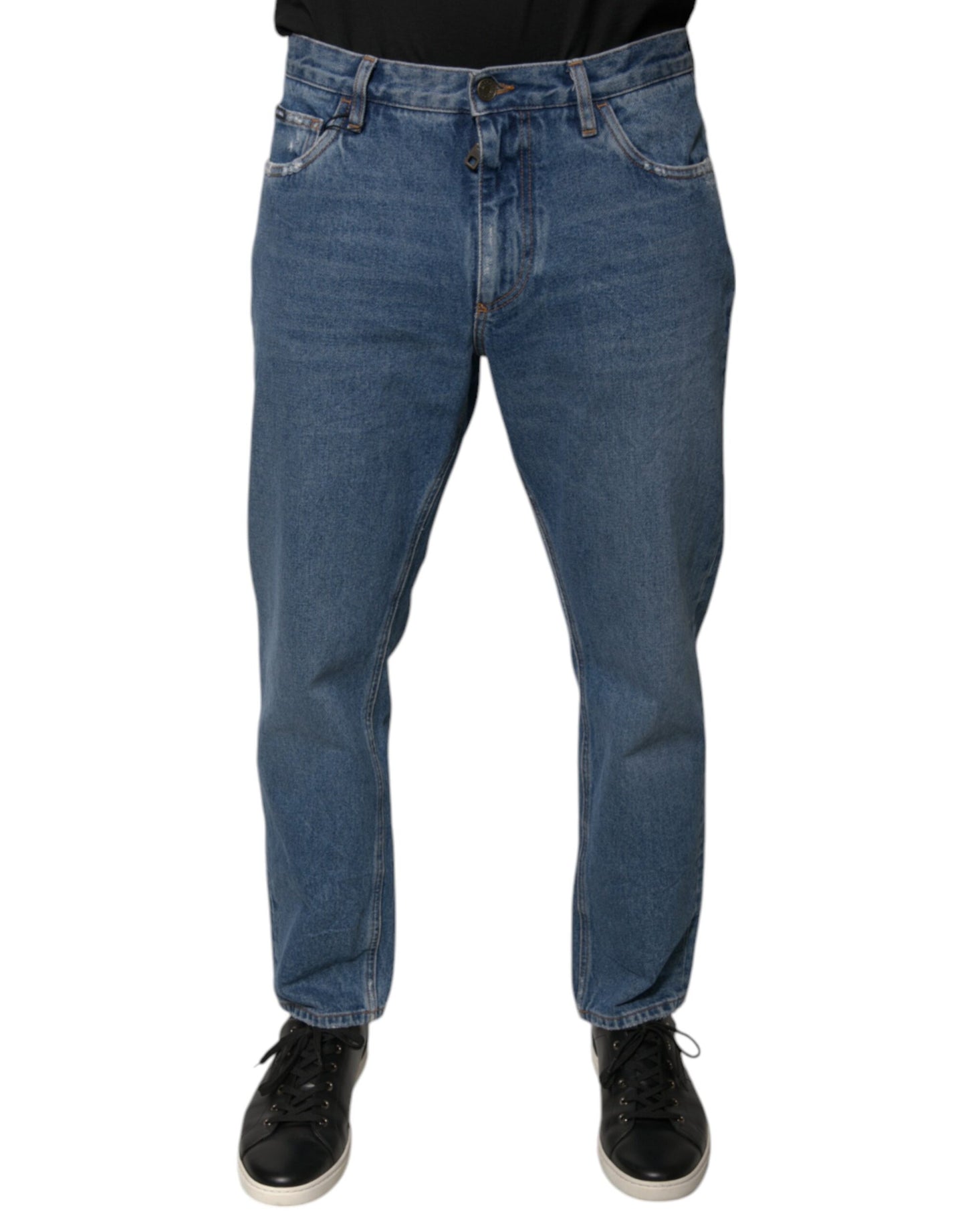 Vaqueros holgados de algodón azul con logo para hombre