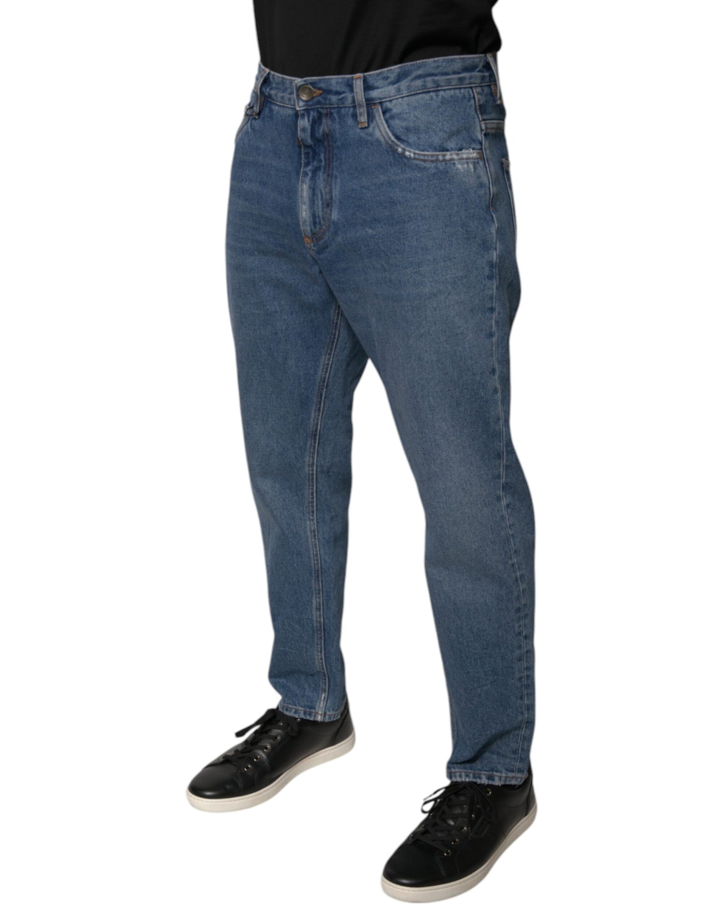 Vaqueros holgados de algodón azul con logo para hombre