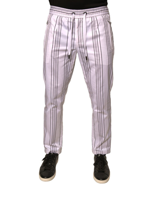 Pantalones ajustados de algodón con rayas blancas