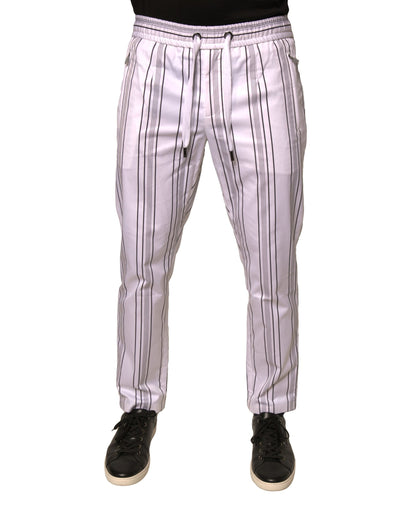 Pantalones ajustados de algodón con rayas blancas