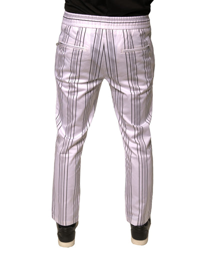 Pantalones ajustados de algodón con rayas blancas