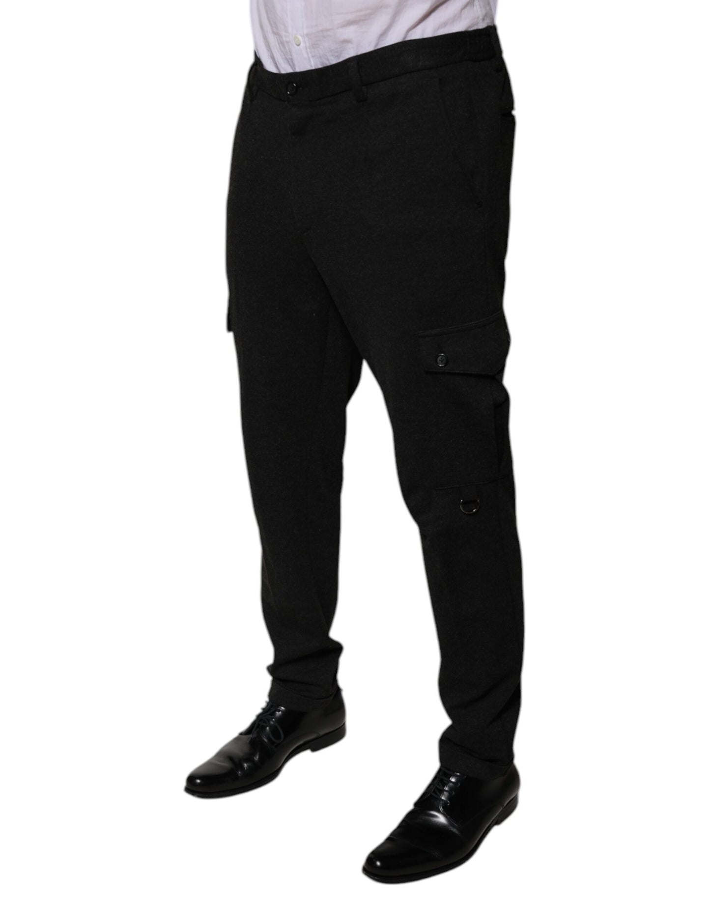 Pantalones casuales cargo de viscosa negra para hombre