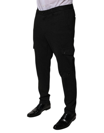 Pantalones casuales cargo de viscosa negra para hombre