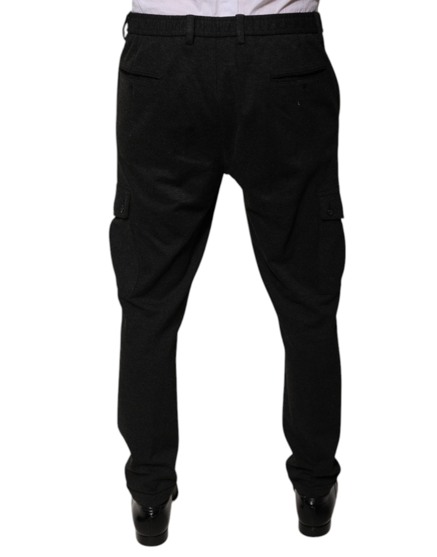 Pantalones casuales cargo de viscosa negra para hombre