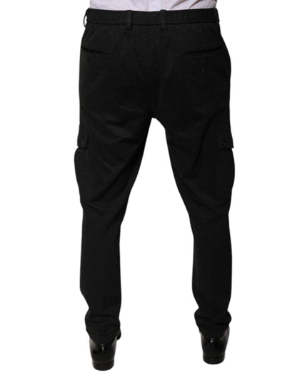 Pantalones casuales cargo de viscosa negra para hombre