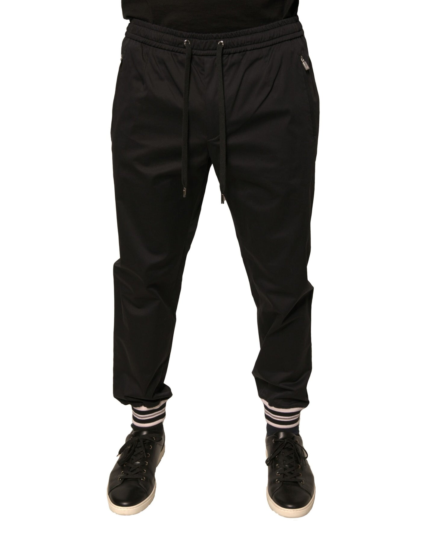 Pantalones deportivos negros de algodón elástico