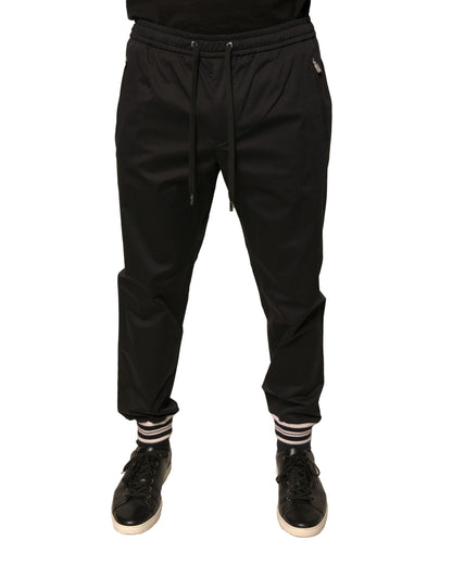 Pantalones deportivos negros de algodón elástico